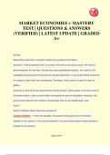 MARKET ECONOMIES + MASTERY  TEST | QUESTIONS & ANSWERS  (VERIFIED) | LATEST UPDATE | GRADED  A+