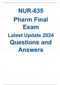 NUR-635 Pharm Final Exam Latest Update 2024 Questions and Answers