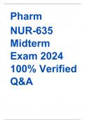 Pharm NUR-635 Midterm Exam 2024 Actual Exam 100