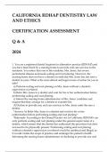 CALIFORNIA RDHAP DENTISTRY LAW AND ETHICS CERTIFICATION ASSESSMENT Q & A 2024