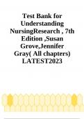 Test Bank for Understanding NursingResearch ,7th Edition ,Susan Grove,Jennifer Gray( All chapte rs) LATEST2023