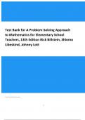 Test Bank- A Problem Solving Approach to Mathematics for Elementary School Teachers, 13th Edition (Rick Billstein, Shlomo Libeskind, Johnny Lott