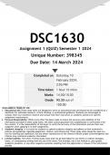 DSC1630 Assignment 1 (100% ANSWERS) Semester 1 2024 (398345) - DISTINCTION GUARANTEED