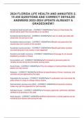 2024 FLORIDA LIFE HEALTH AND ANNUITIES 2- 15 450 QUESTIONS AND CORRECT DETAILED  ANSWERS 2023-2024 UPDATE ALREADY A  GRADED|NEW!! Accidental death benefit rider -CORRECT ANSWERTwice (or three times) the  benefit will be paid if the insured dies in an acci