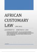 IND2601 ASSGN 1 SEMESTER 1 2024 African customary law