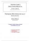 Solutions for Thinking Mathematically, 8th Edition Blitzer (All Chapters included)