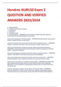 LATEST Hondros NUR150 Exam 2 QUESTION AND VERIFIED ANSWERS 2023/2024