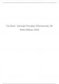 Test Bank - Lehninger Principles of Biochemistry, 8th Edition (Nelson, 2022)