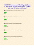 HESI A2 Anatomy and Physiology (1) Exam (Latest 2024 Update) Questions and Verified  Answers| 100% correct| Grade A 