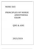 NURS 503 PRINCIPLES OF NURSE ANESTHESIA LATEST ASSESSMENT Q & A 2024 (DREXEL UNI)