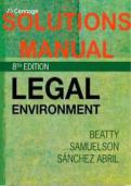 Solution Manual For  SM Legal Environment, 8th Edition Jeffrey F. Beatty Susan S. Samuelson Patricia Sanchez April, ISBN: 9780357634448; COMPLETE DOWNLOAD