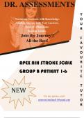 APEX NIH STROKE SCALE  GROUP B PATIENT 1-6/with 100% correct Answers
