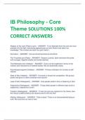 LATEST IB Philosophy - Core Theme SOLUTIONS 100% CORRECT ANSWERS