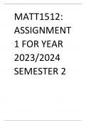 Mat15112 Assignment for year 2023/2024 Semester 2
