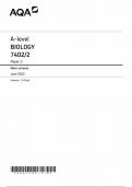 AQA A level BIOLOGY PAPER2 MARKSCHEME (7402/2)