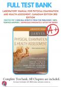 Test Bank For Physical Examination and Health Assessment CANADIAN 3rd Edition Jarvis, 9781771721455 , All Chapter with Answers 