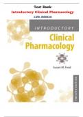Test Bank for Introductory Clinical Pharmacology 12th Edition by Susan M Ford |All Chapters,  Year-2024|