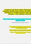 TEST BANK For Lilley's Pharmacology for Canadian Health Care Practice 4th Edition UPDATED by Kara Sealock, Cydnee Seneviratne | VERIFIED WITH COMPLETE SOLUTION