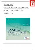 Family Practice Guidelines 6th Edition TEST BANK by Jill C. Cash; Cheryl A. Glass, All Chapters 1 - 23, Complete Verified Latest Version