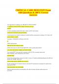 CRITICAL CARE HESI EXIT Exam with Questions & 100% Correct Answers