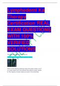 LATEST LymphedemI Ka Therapy Certification REAL EXAM QUESTIONS WITH 100% VERIFIED SOLUTIONS