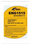 ENG1515 ASSIGNMENT 1DUE 02APRIL2024 ALL QUESTIONS ANSWERED (UNITS 1 AND 2)