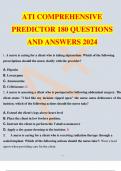 ATI COMPREHENSIVE PREDICTOR 180 QUESTIONS AND ANSWERS 2024