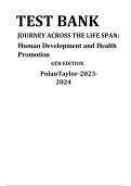 Test bank- Journey across the life span human development and health promotion 6th edition by polantaylor 2023/2024