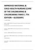 IMPROVED MATERNAL &  CHILD HEALTH NURSING (CARE  OF THE CHILDBEARING &  CHILDREARING FAMILY, 7TH  EDITION – GLOSSARY)