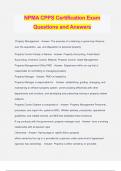 NPMA CPPS Certification Exam Questions and Answers