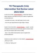 TCI Therapeutic Crisis Intervention Test Review Latest 2023/2024