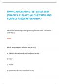 OMVIC AUTOMATIVE TEST LATEST 2024  (CHAPTER 1-18) ACTUAL QUESTIONS AND CORRECT ANSWERS|GRADED A+ 