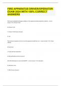 FIRE APPARATUS DRIVER/OPERATOR  EXAM 2024 WITH 100% CORRECT ANSWERS