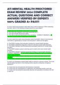 ATI MENTAL HEALTH PROCTORED EXAM REVIEW 2024 COMPLETE ACTUAL QUESTIONS AND CORRECT ANSWERS VERIFIED BY EXPERTS 100% GRADED A+ PASS!!! 