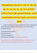 PHARMACOLOGY CH 37, 38, 39, 40, 41, 44, 30, 31, 32, 33 LATEST UPDATED 120 QUESTIONS AND ANSWERS