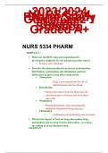 2023/2024  NURS 5334 Pharm Study Guide Quiz 1 Latest Update Solution  Graded A+
