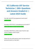 ICC California UST Service Technician | 200+ Questions and Answers Graded A+ | Latest 2024 Guide