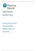 A - Level Edexcel Mathematics Mechanics 2023 Mark scheme