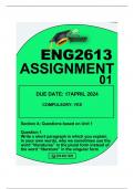 ENG2613 ASSIGNMENT 01 DUE 17 APRIL 2024 ALL QUESTIONS ANSWERED
