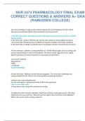 NUR 2474 PHARMACOLOGY FINAL EXAM CORRECT QUESTIONS & ANSWERS A+ GRADE (RAMUSSEN COLLEGE)