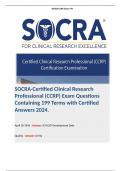 SOCRA-Certified Clinical Research Professional (CCRP) Exam Questions Containing 199 Terms with Certified Answers 2024. 