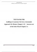 TEST BANK FOR Auditing & Assurance Services a Systematic  Approach 12e Messier Chapter 1-21 Answers are  at the End of Each Chapter A+