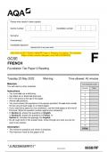 2023 AQA GCSE FRENCH 8658/RF Paper 3 Reading Foundation Tier Question  Paper & Mark scheme (Merged) June 2023 [VERIFIED] GCSE FRENCH Foundation Tier Paper 3 Reading