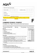 2023 AQA GCSE COMBINED SCIENCE: SYNERGY 8465/2F Foundation Tier Paper 2  Life and Environmental Sciences Question Paper & Mark scheme (Merged) June 2023  [VERIFIED]