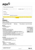 2023 AQA AS FRENCH 7651/2 Paper 2 Writing Question Paper & Mark scheme (Merged) June 2023  [VERIFIED] AS FRENCH
