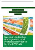 TEST BANK For Nursing Leadership, Management, and Professional Practice for the LPN/LVN, 7th Edition by Tamara R. Dahlkemper, Verified Chapters 1 - 20, Complete Newest Version