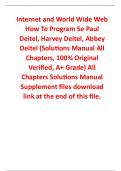 Solutions Manual For Internet and World Wide Web How To Program 5th Edition By Paul Deitel, Harvey Deitel, Abbey Deitel (All Chapters, 100% Original Verified, A+ Grade) 