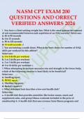 NASM CPT EXAM 200 QUESTIONS AND ORRECT VERIFIED ANSWERS 2024