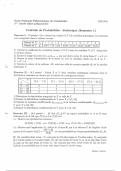 Contrôle & Correction de Probabilités - Statistique (Semestre 1) _  1er annèe