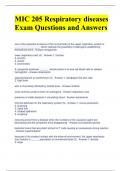 MIC 205 Respiratory diseases Exam Questions and Answers